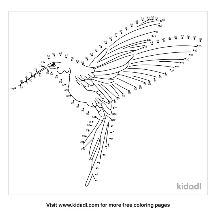 Free Hummingbird Hard 1 100 Dot To Dot Printables For Kids Kidadl