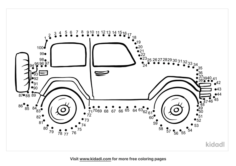 Free Old Car Medium 1 50 Dot To Dot Printables For Kids Kidadl