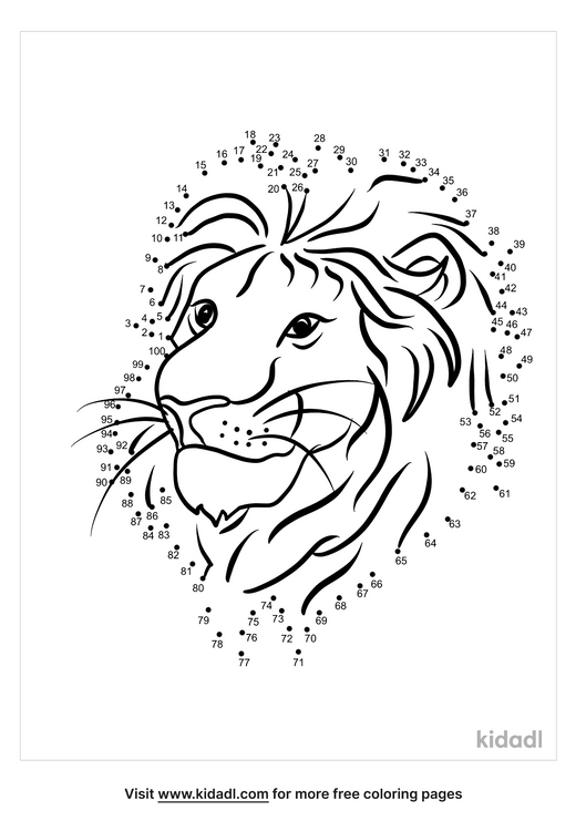 Free Lion Head Hard 1 100 Dot To Dot Printables For Kids Kidadl