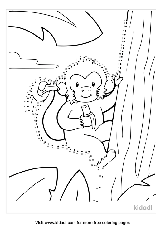 Free Monkey And Jungle Hard 1 100 Dot To Dot Printables For Kids Kidadl