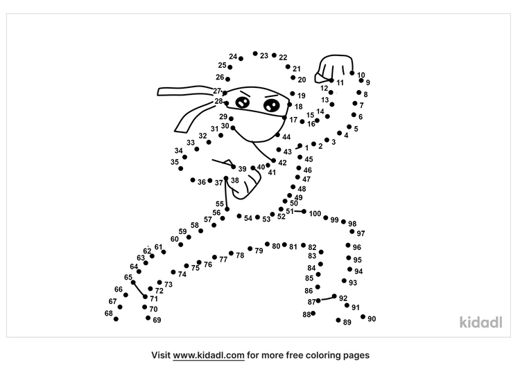 Free Ninja Hard 1 100 Dot To Dot Printables For Kids Kidadl