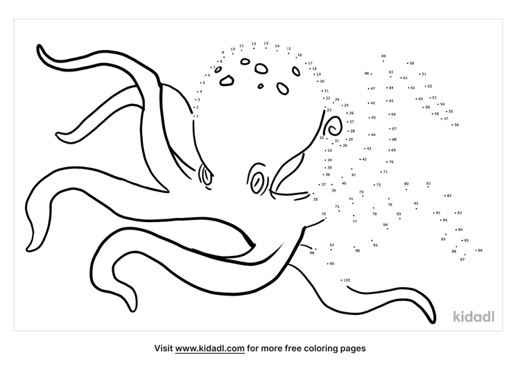 Free Octopus Hard 1 100 Dot To Dot Printables For Kids Kidadl