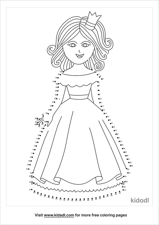 Free Princess Hard 1 100 Dot To Dot Printables For Kids Kidadl