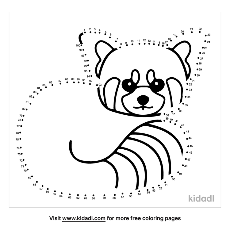 Free Red Panda Hard 1 100 Dot To Dot Printables For Kids Kidadl