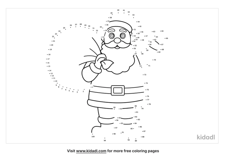 Free Santa Claus Hard 1 100 Dot To Dot Printables For Kids Kidadl