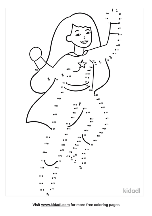 Free Superhero Woman Hard 1 100 Dot To Dot Printables For Kids Kidadl