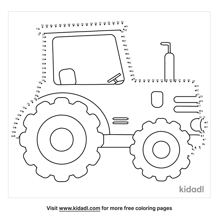 Free Tractor Hard 1 100 Dot To Dot Printables For Kids Kidadl