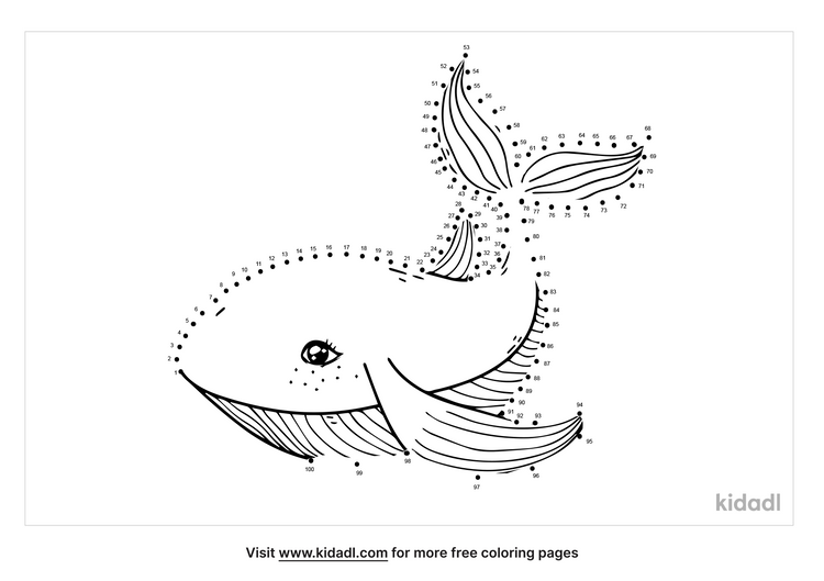 Free Whale Hard 1 100 Dot To Dot Printables For Kids Kidadl