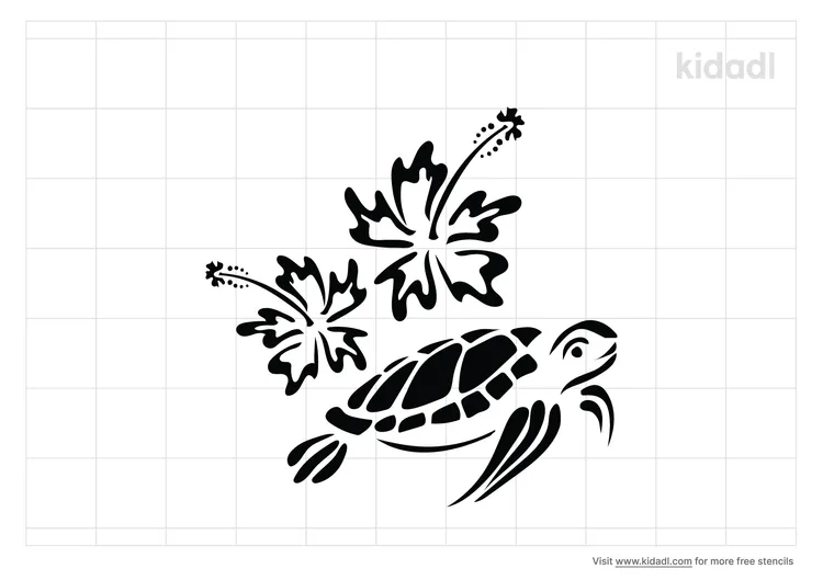 Hawaiian Flower And Turtle Stencils