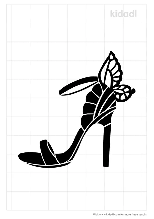 High Heel Butterfly Shoe Stencils