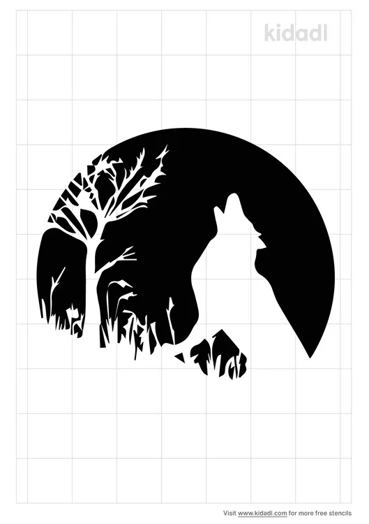 Howling Wolf At The Moon Stencils