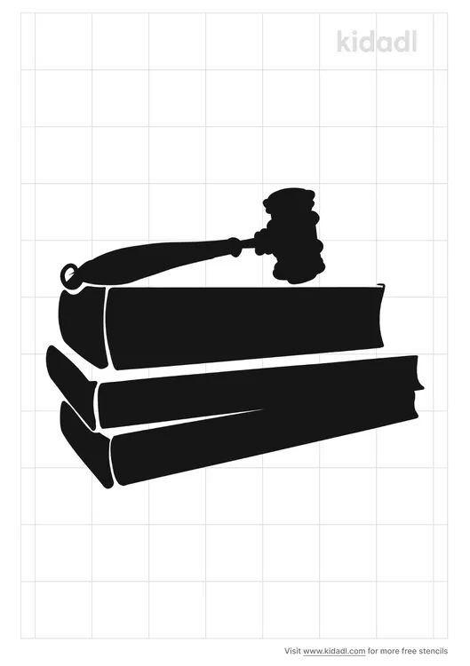 Judge's Gavel And Law Books Stencils