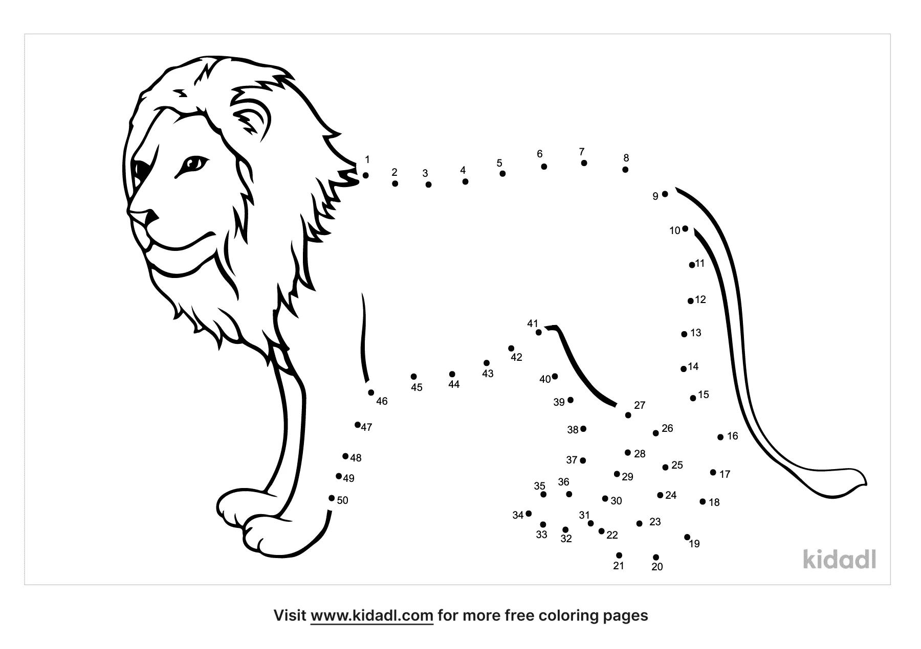 Free Lion Medium Free Dot To Dot Printables Kidadl
