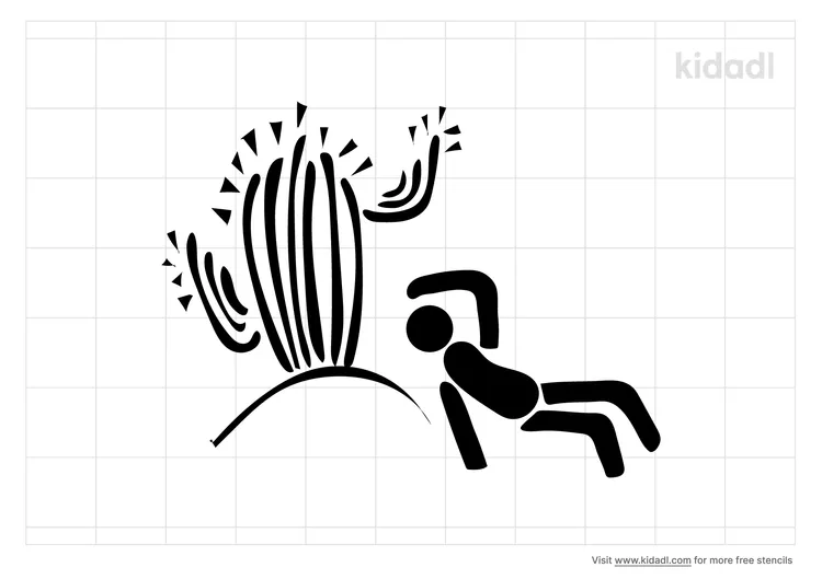 Man Lying Under Cactus Stencils