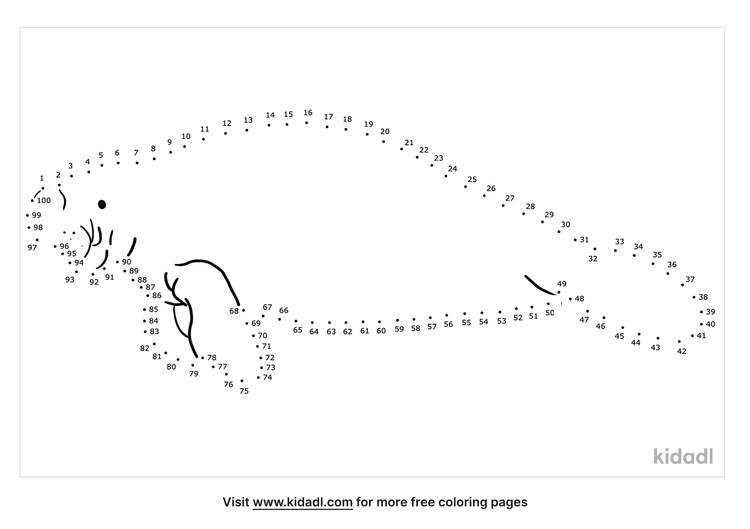 Free Manatee Hard 1 100 Dot To Dot Printables For Kids Kidadl