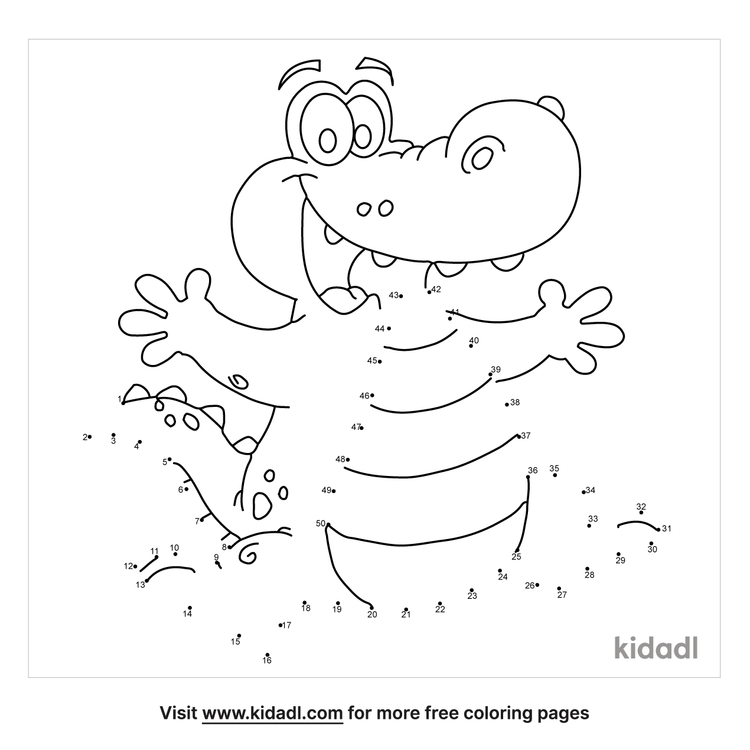 Free Alligator Medium 1 50 Dot To Dot Printables For Kids Kidadl