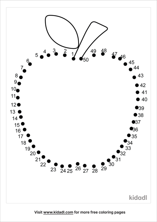 Free Apple Medium 1 50 Dot To Dot Printables For Kids Kidadl