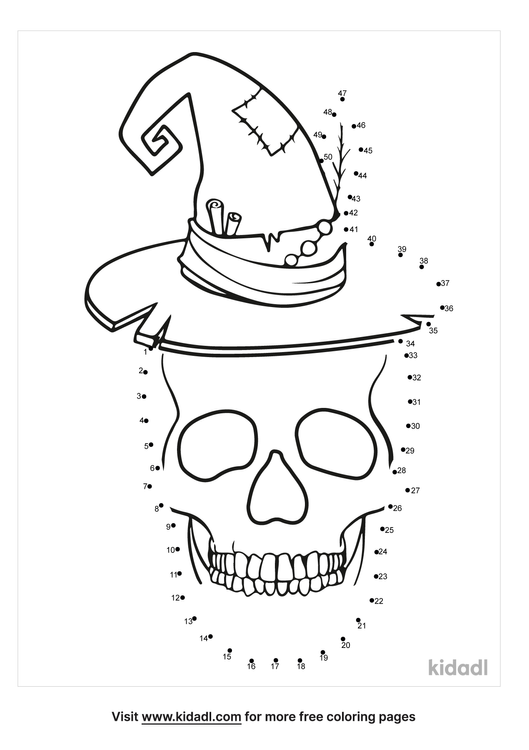 Free Halloween Skull Medium 1 50 Dot To Dot Printables For Kids Kidadl