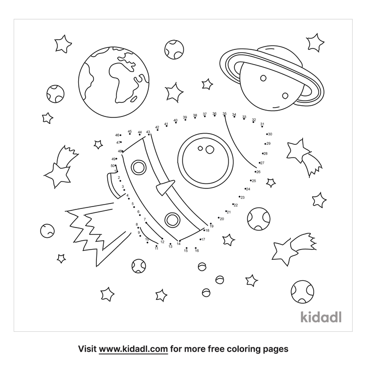 Free Rocket Moon Medium 1 50 Dot To Dot Printables For Kids Kidadl