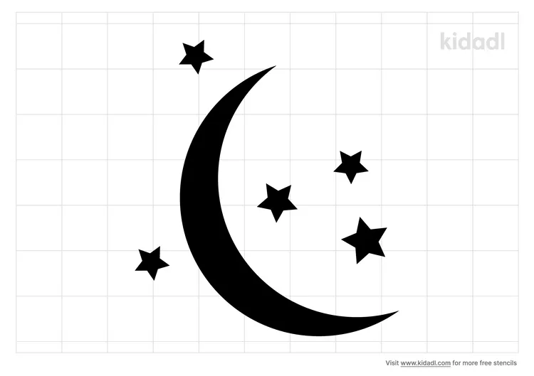 Moon With Stars Stencils