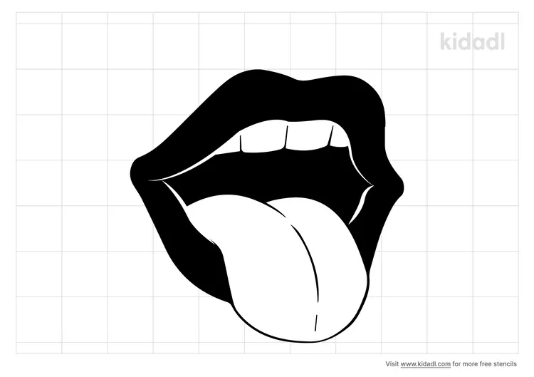 Mouth With Tongue Sticking Out Stencils