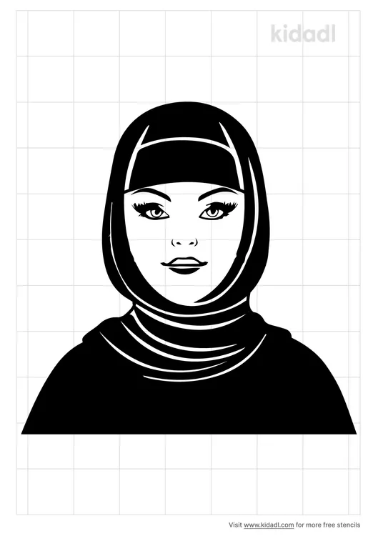 Muslim Girl With Scarf Stencils