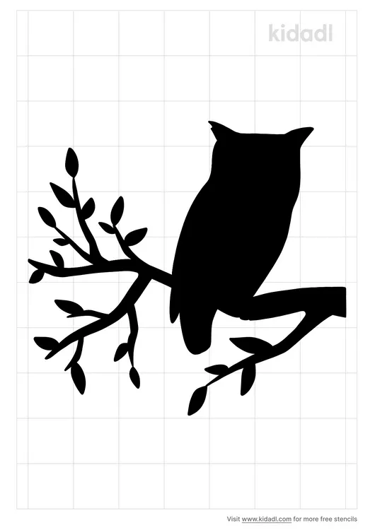 Owl On A Tree Branch Stencils