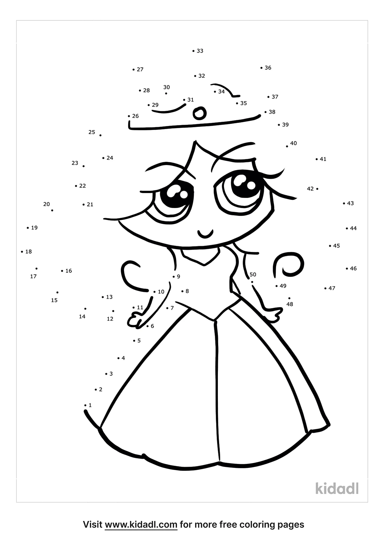 Free Princess Dot To Dot Printables Letters Numbers Kidadl