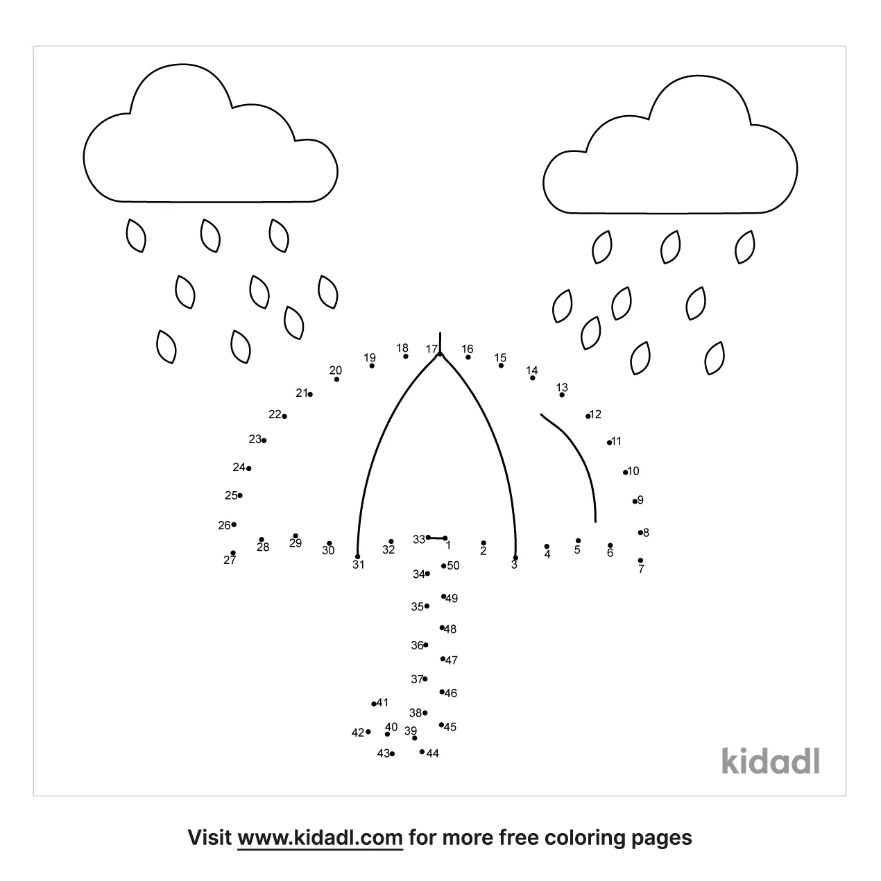 free rainy day medium 1 50 dot to dot printables for kids kidadl