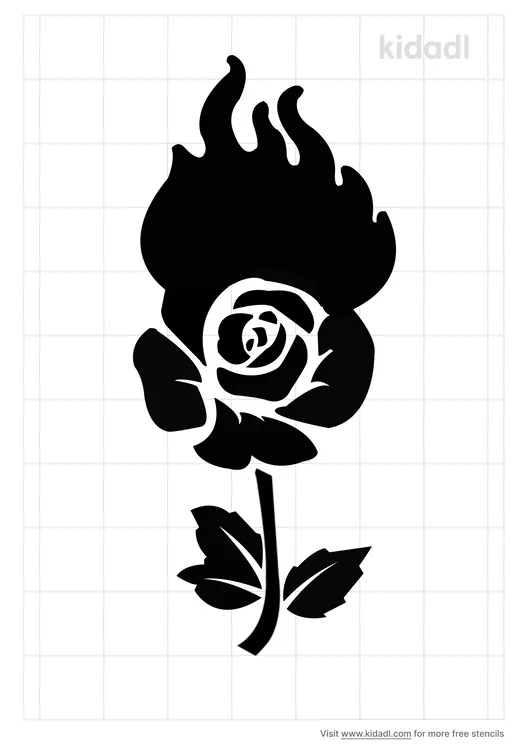 Roses Bursting Into Flames Stencils