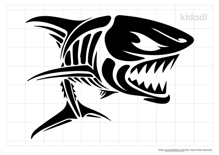 Scary Skeleton Shark Stencils