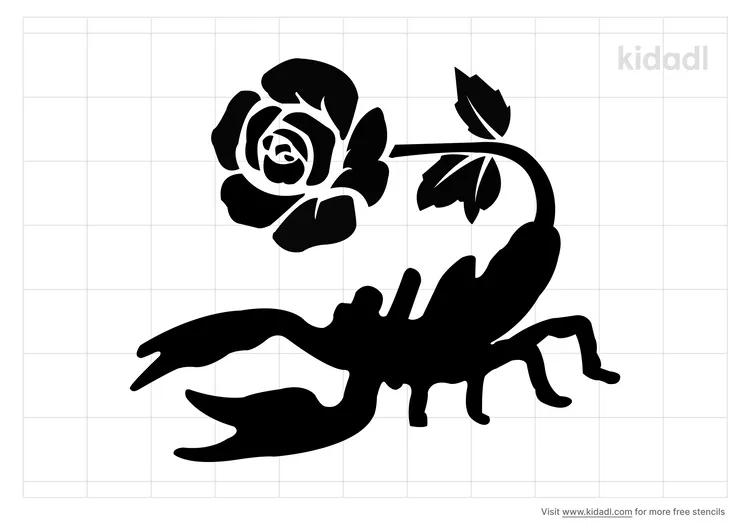 Scorpion With A Rose Stencils