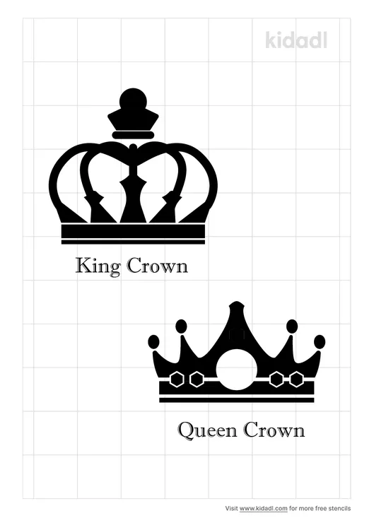 Simple King Queen Crown Stencils