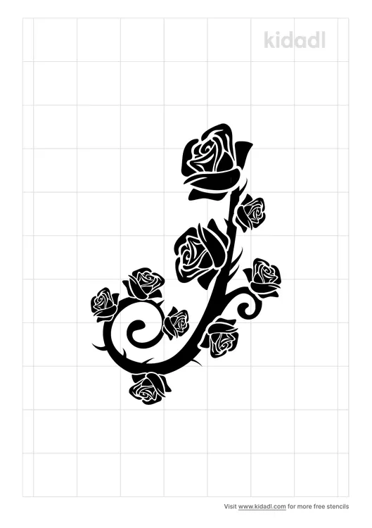 Simple Rose Vine Stencils