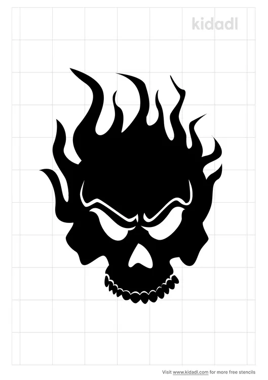 Skull And Flames Stencils