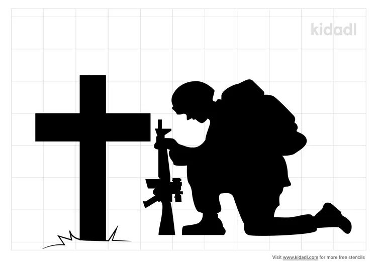 Soldier At A Cross Stencils