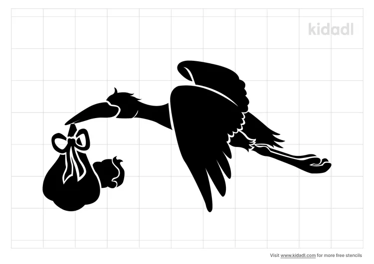 Stork Carrying Baby Stencils