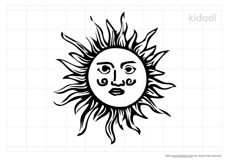vintage sun stencils free printable emojis shapes