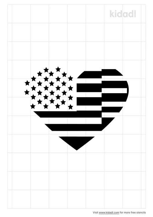 Wavy American Flag Heart Stencils