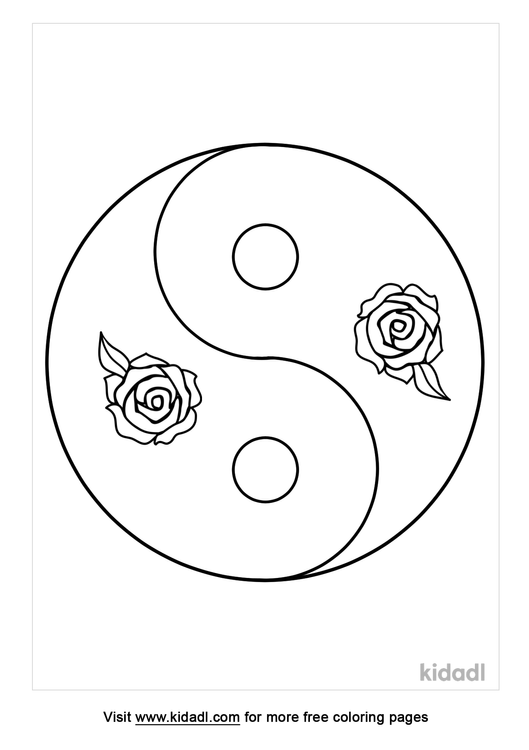 Download Yin Yang Tribal Roses Coloring Pages Free Emojis Shapes Signs Coloring Pages Kidadl