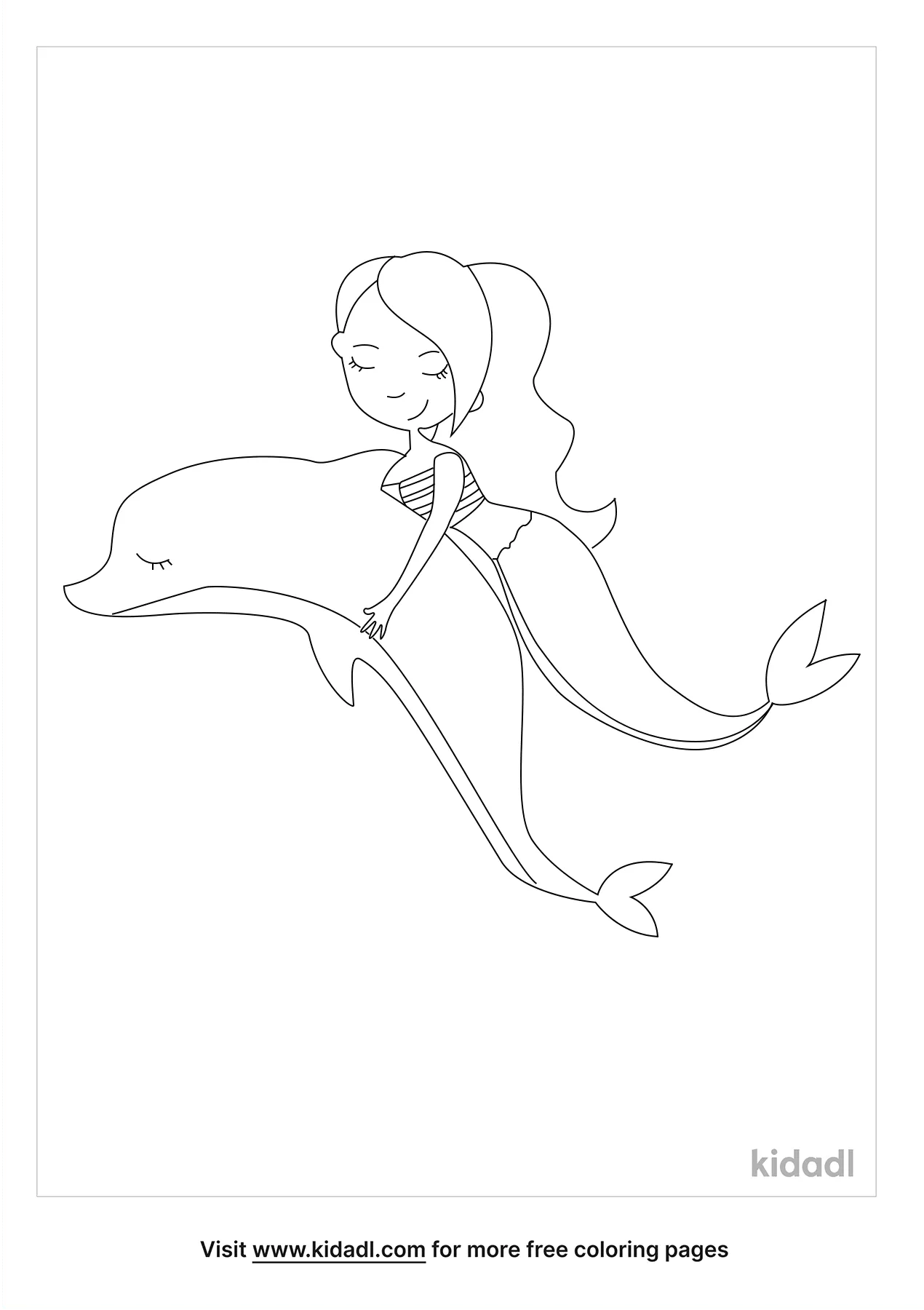 Mermaid And Dolphin Coloring Page