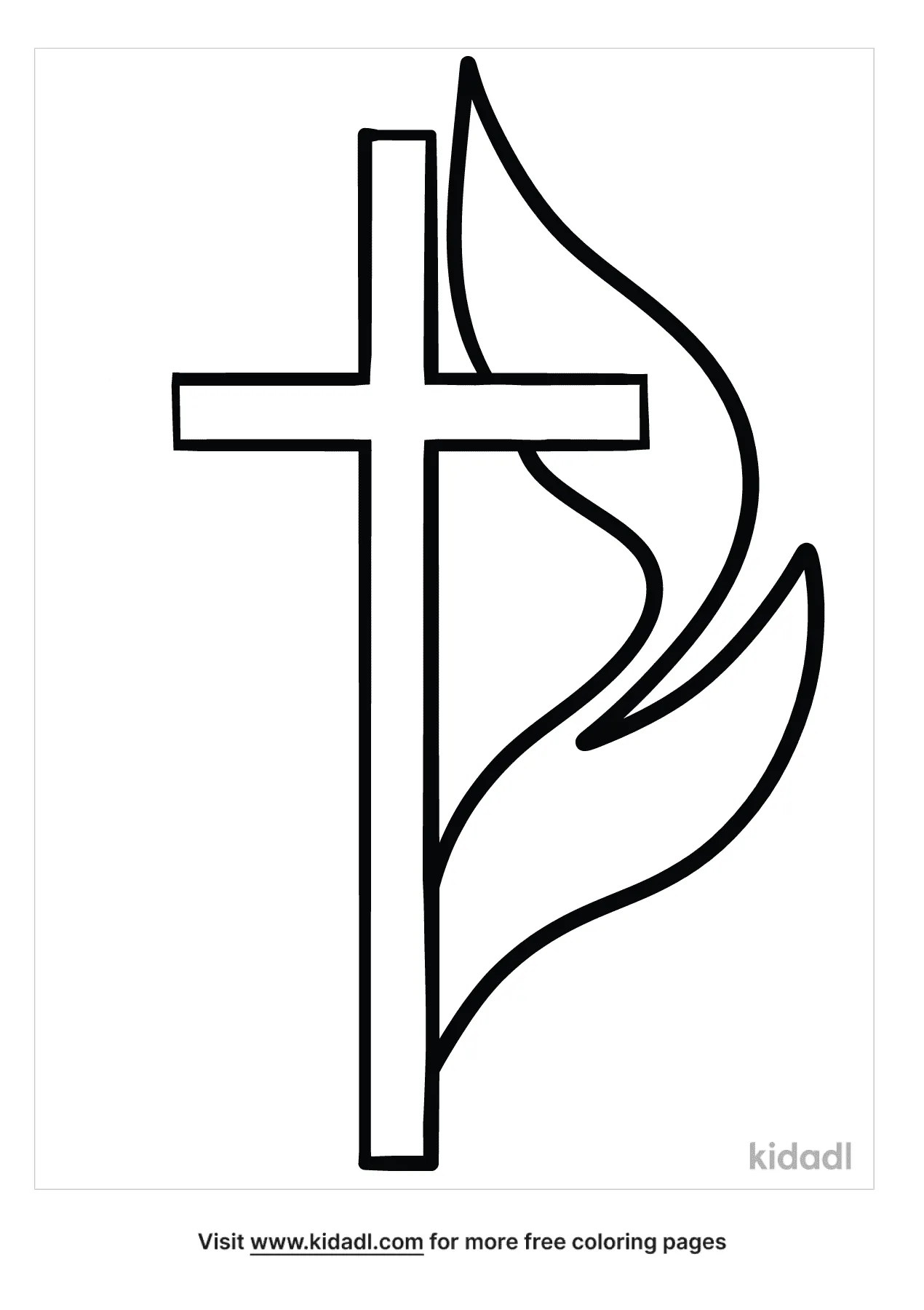 Methodist Cross Flame Coloring Page