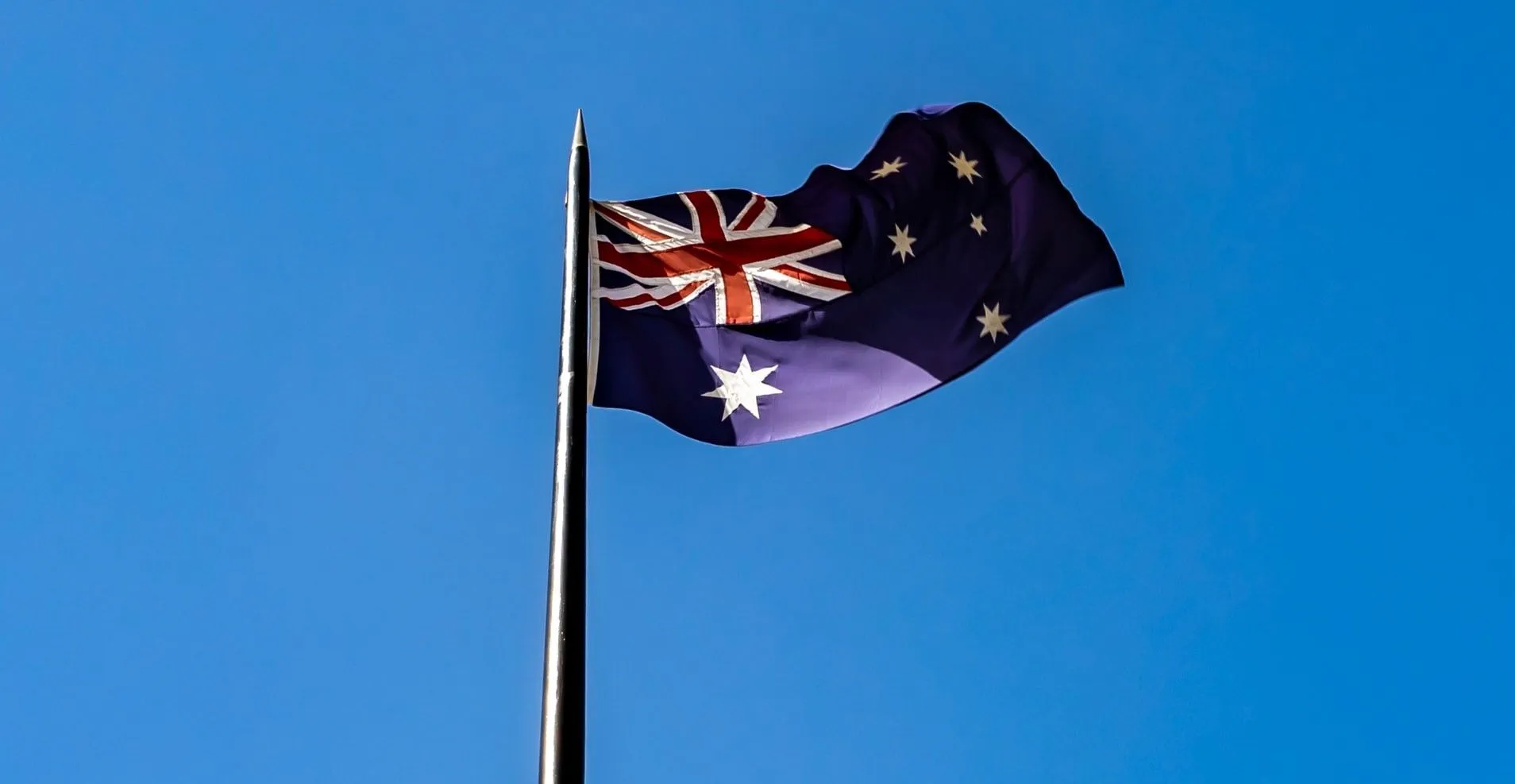 Australian flag waving in the sky