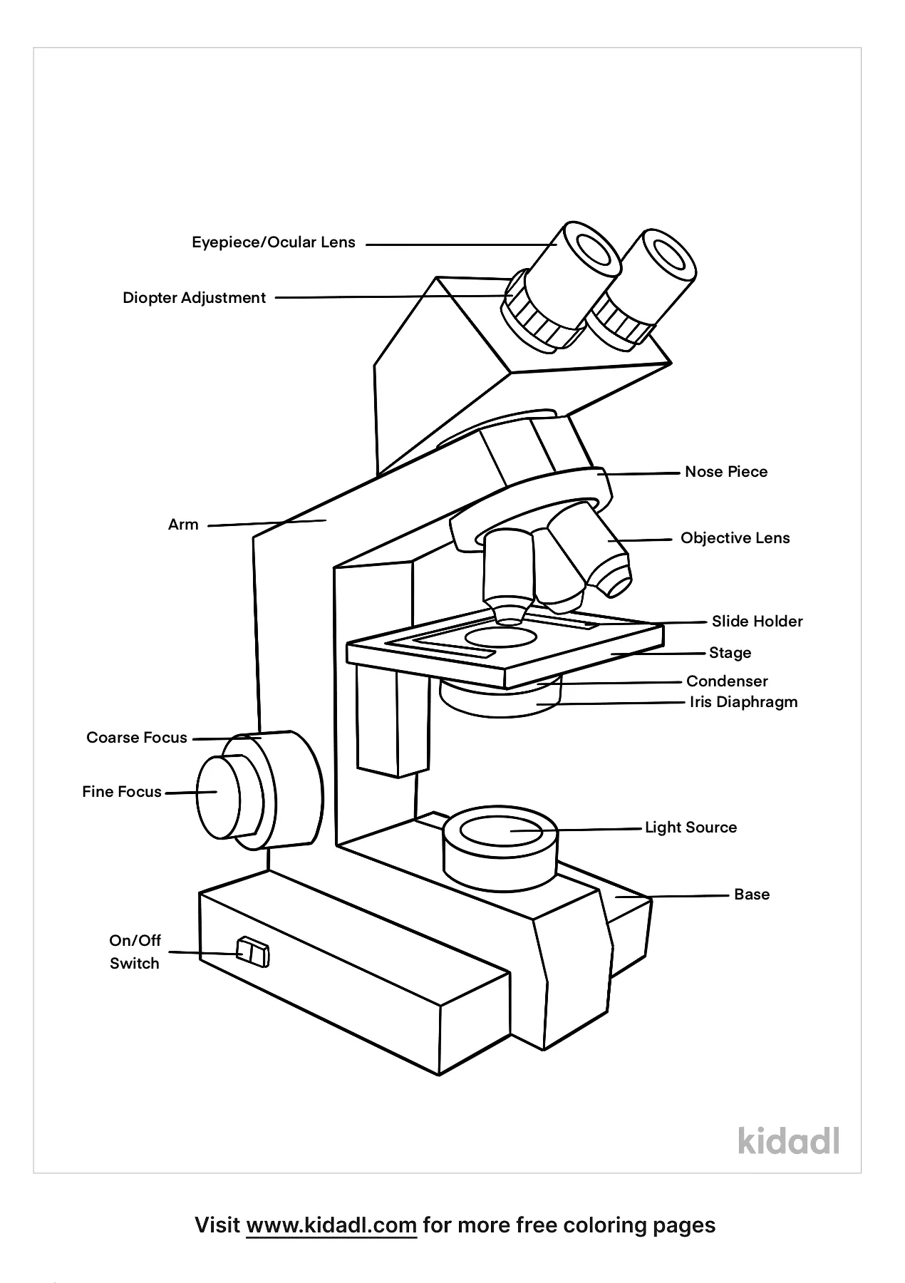 Free Microscope Parts Coloring Page | Coloring Page Printables | Kidadl