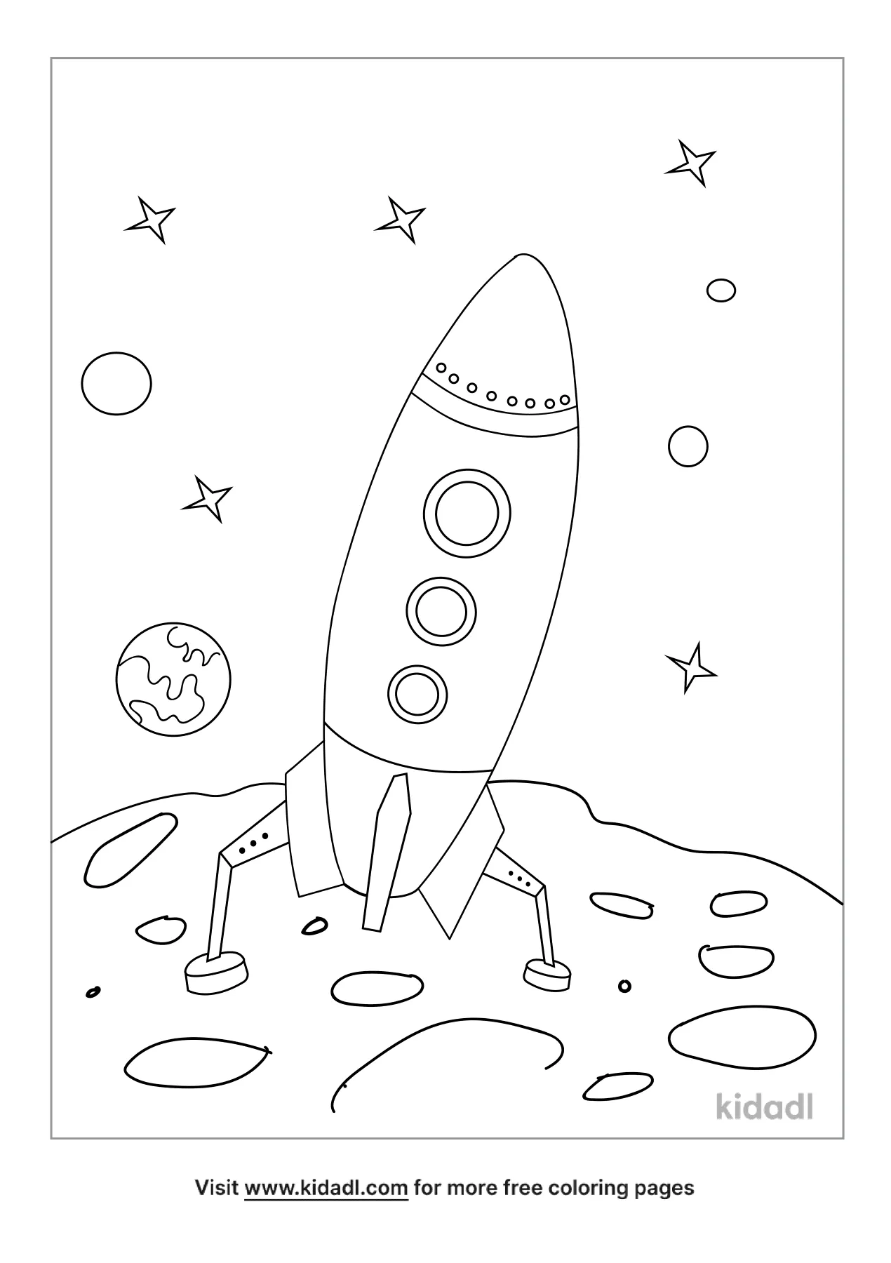 Free Moon And Spaceship Coloring Page | Coloring Page Printables | Kidadl