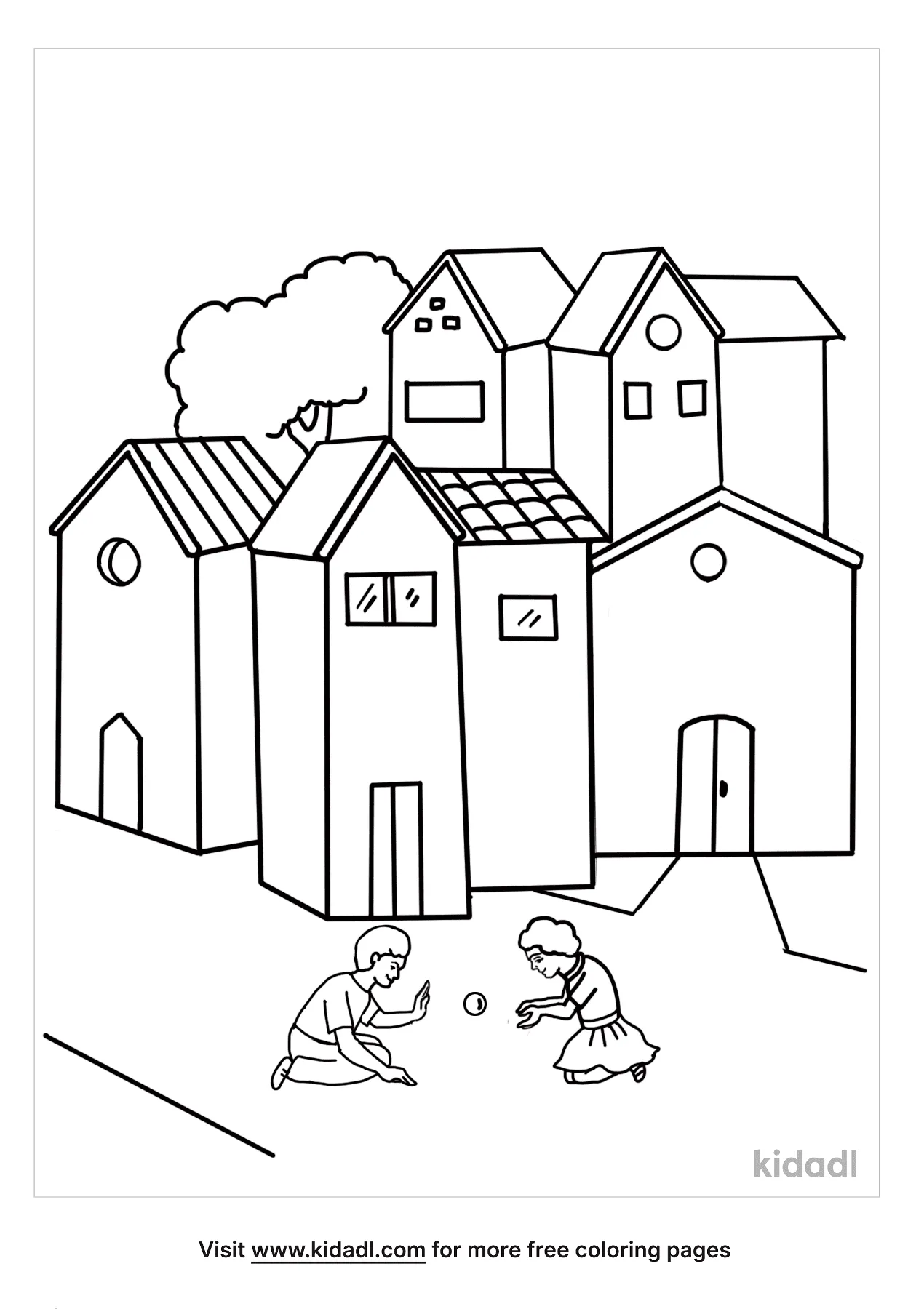 Neighborhood Coloring Pages Free Buildings Coloring Pages Kidadl