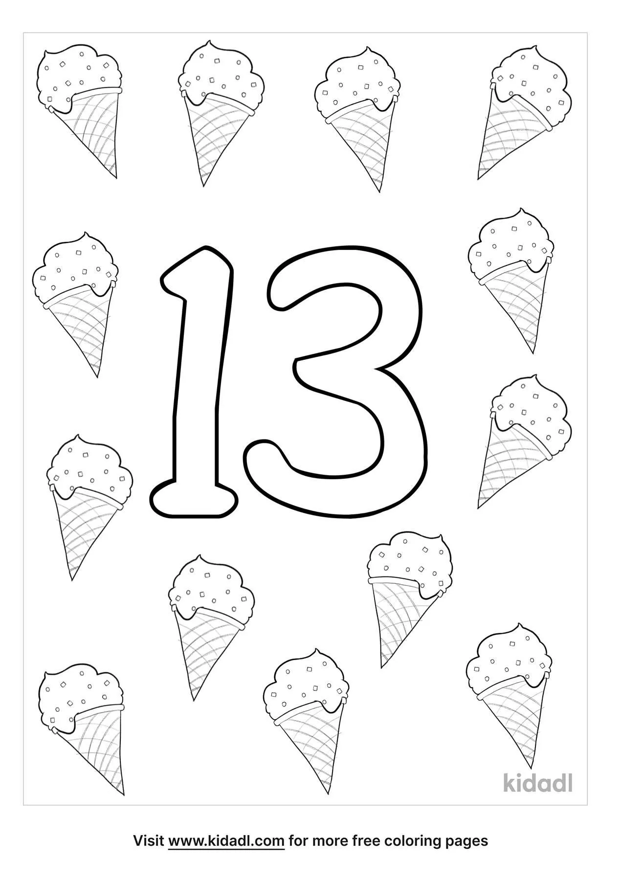 Numbers 13 Coloring Pages