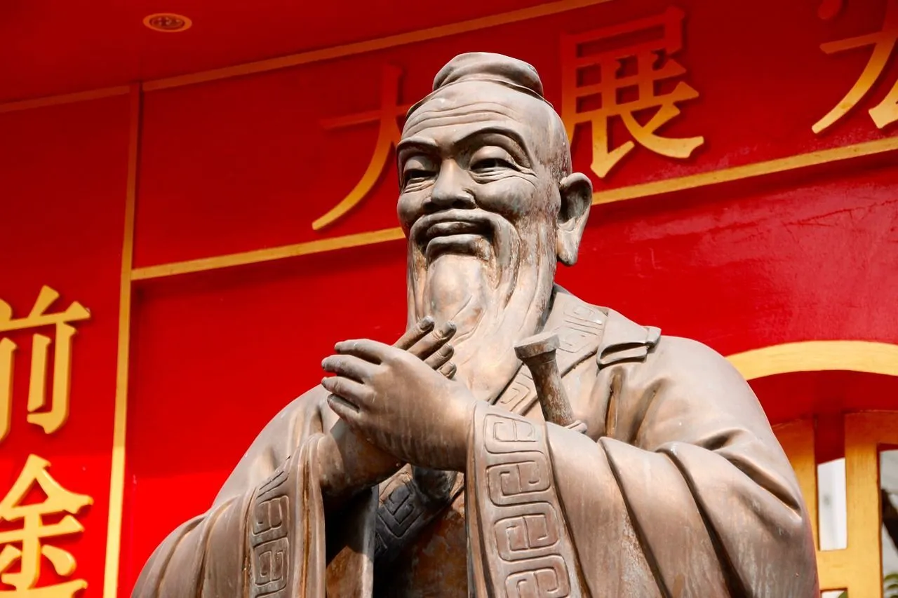 Sculpture of Confucius, the ancient Chinese philosopher and teacher