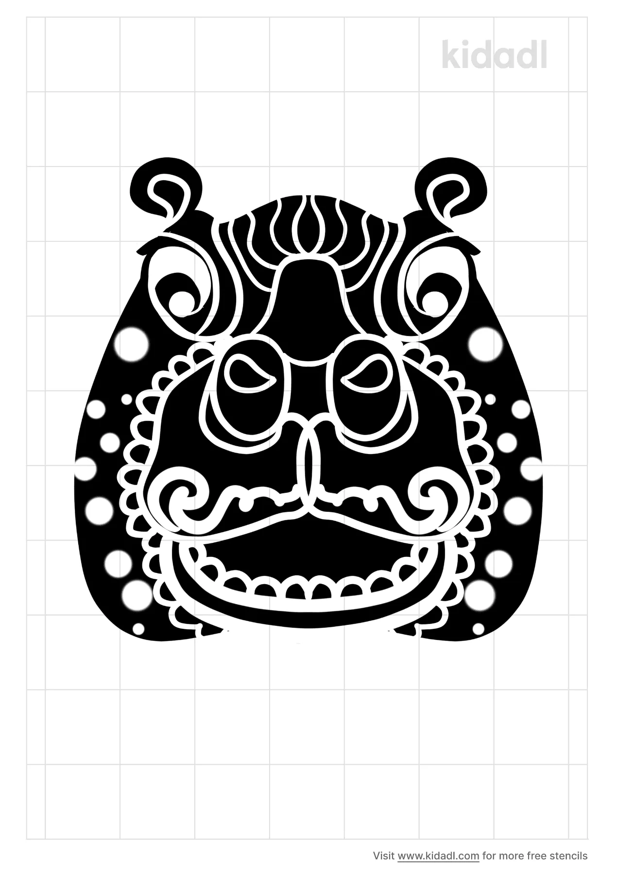 Free Patterned Hippo Stencil | Stencil Printables | Kidadl