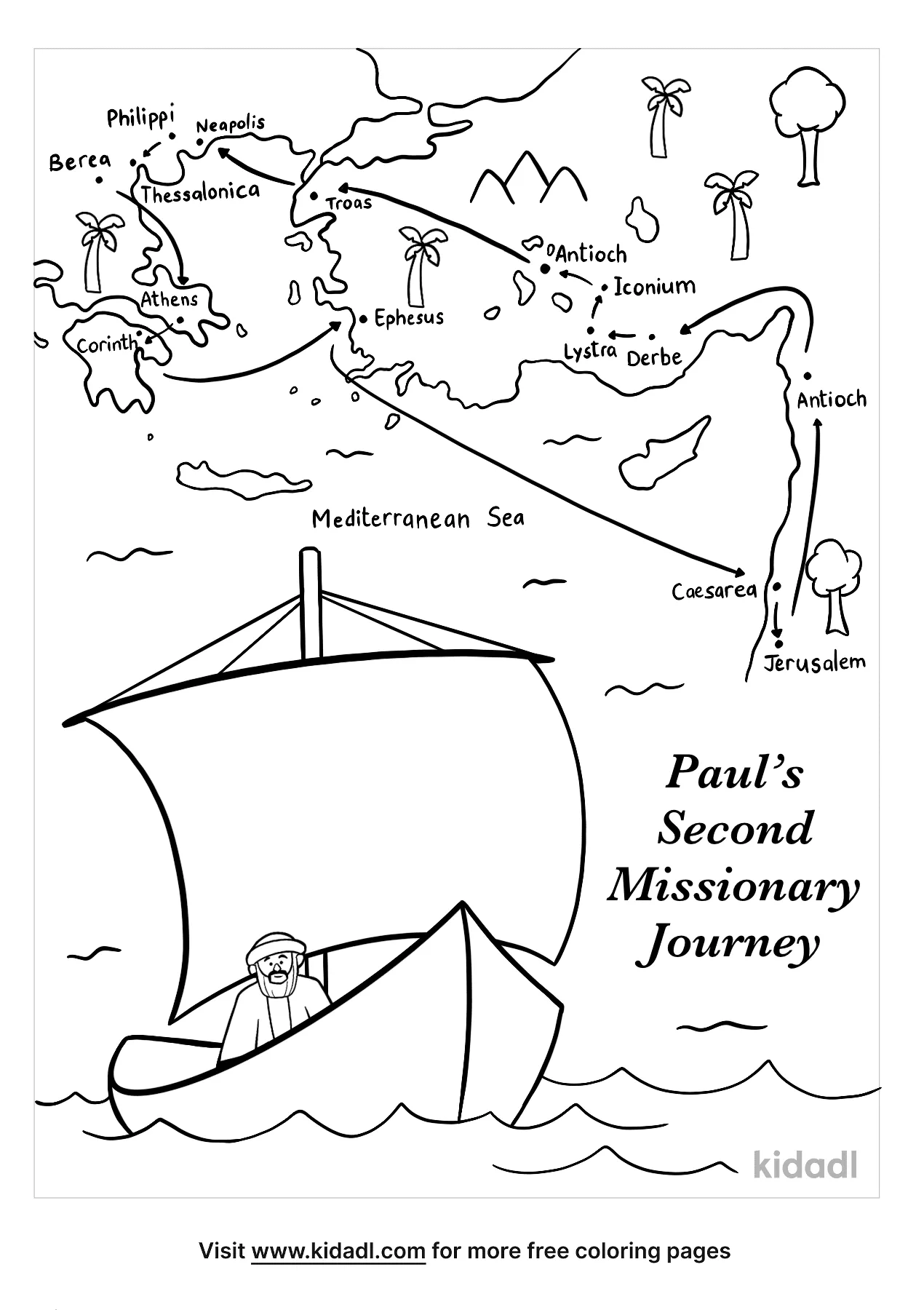 Paul S Second Missionary Journey Coloring Pages Free Bible Coloring Pages Kidadl